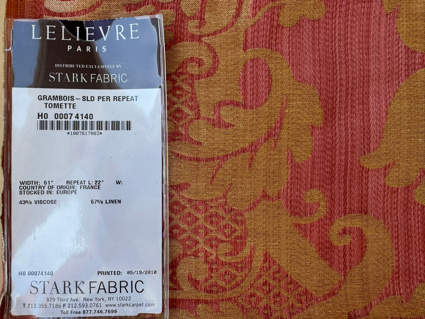49 EV56 Square 24" x 25" Lelievre Paris Grambois Tomete Pink Brown Gold Damask Renaissance Gray Historic MSRP USD712/y