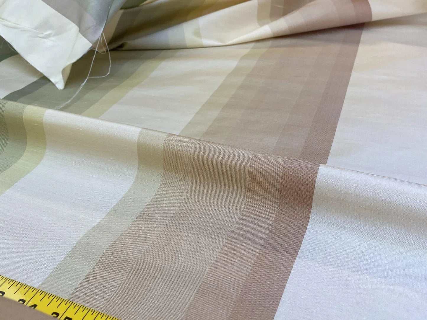 Scalamandre  Mardi Gras Ii Multi Rainbow Stripe Silk Taffeta Pink Green Purple Beige Ombre MSRP USD 180/Y