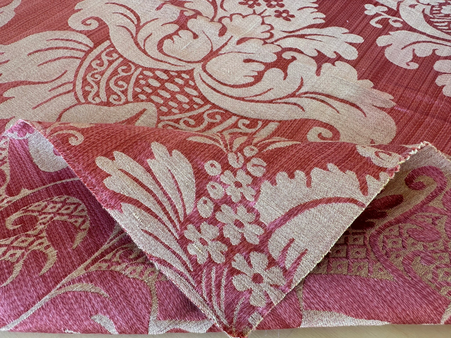 49 EV56 Square 24" x 25" Lelievre Paris Grambois Tomete Pink Brown Gold Damask Renaissance Gray Historic MSRP USD712/y