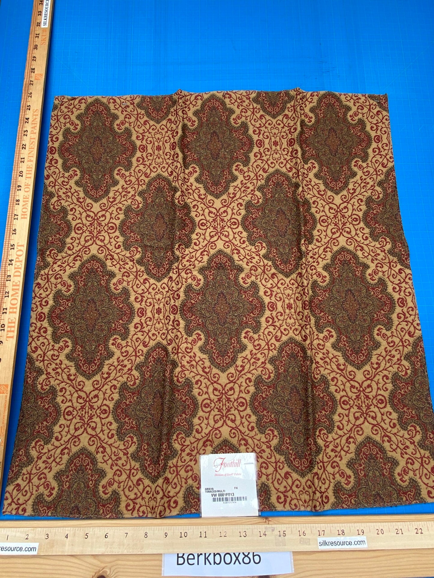 20 Berkbox86 Square Jacquard by Fonthill Amaya Tobacco Multi Brown Red Beige Diamond Ogee Medallion Paisley MSRP 218/y