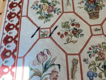 Stark BARENTU SILVER  Diamond Barratta Collection Leopard Deer Bird Flora Zoology 100% Wool 6x10' MSRP USD2700