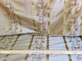 Scalamandre  Maya Embroidery Bisque Embroidery Silk Floral Stripe Satin Gold Red Bronze MSRP  USD 150/Y