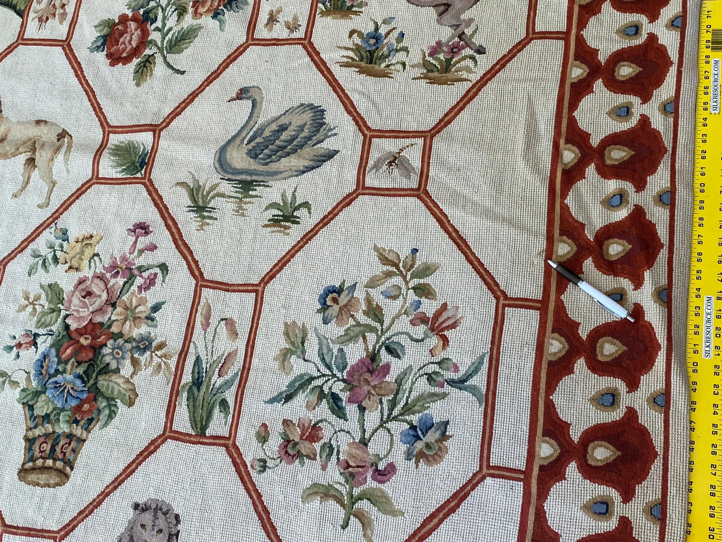 Stark BARENTU SILVER  Diamond Barratta Collection Leopard Deer Bird Flora Zoology 100% Wool 6x10' MSRP USD2700