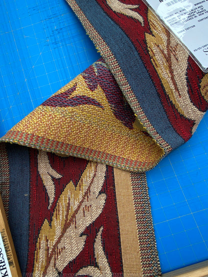 22 Berkbox86 Square Jacquard by Old World Weavers Bordure Medieval 26"L x 6"W Gold Blue Red Cotton MSRP 1000+/y
