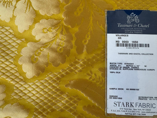 51 EV56 Square 24" x 24" Tassinari and Chatel Volanges Or Yellow Gold Floral Historic MSRP USD 1354/y