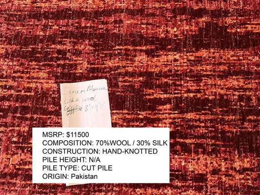 Stark CORUM MAROON Deep Red Orange Pink Raspberry Rust Iridescent Abstract Rain Forest Landscape 8x10' Rug MSRP USD11500