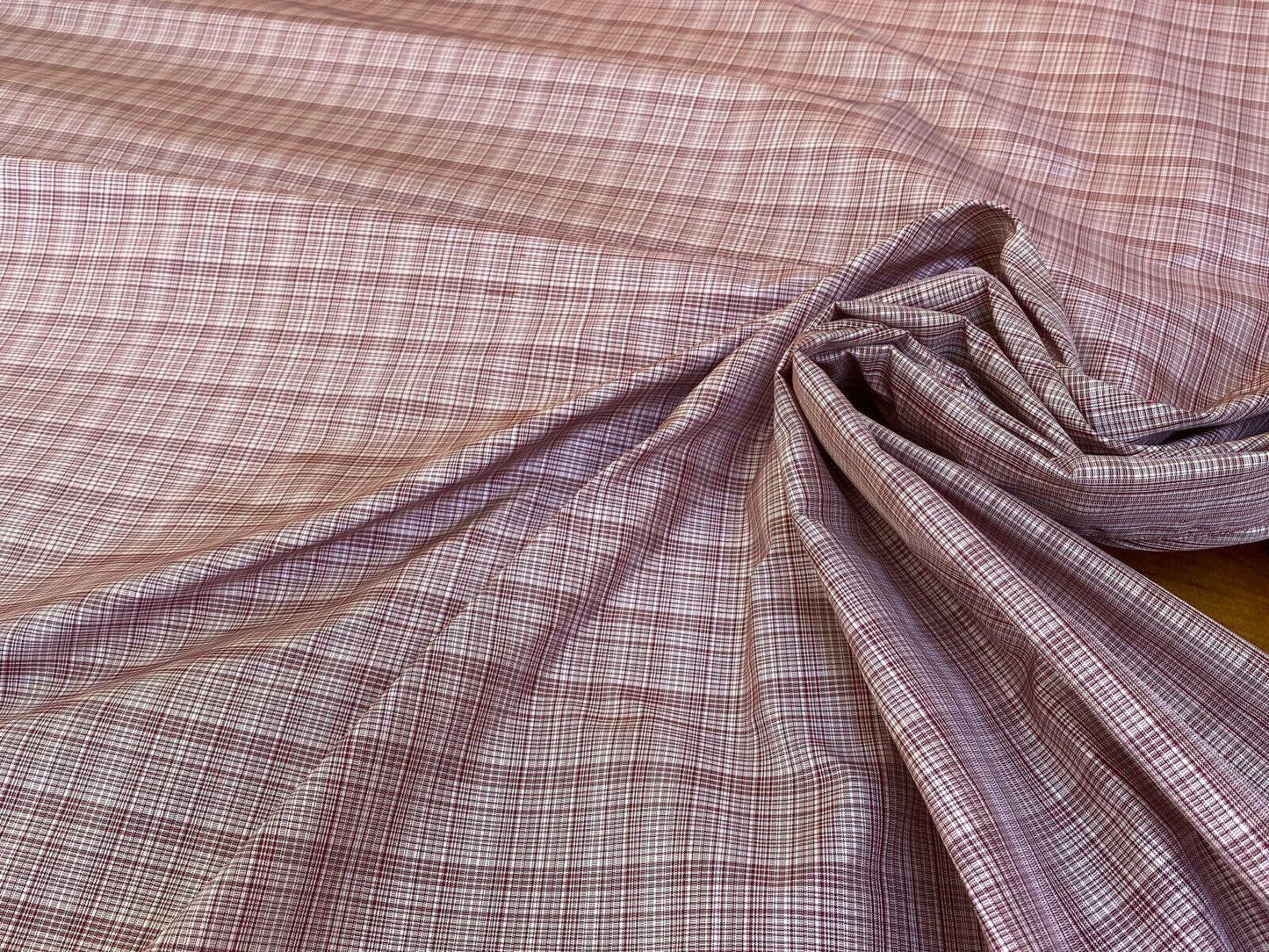 Scalamandre " Lorelei Garnet Silk Taffeta Fine Plaid Red MSRP USD 112/yard Small Scale"