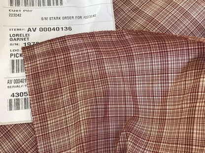 Scalamandre " Lorelei Garnet Silk Taffeta Fine Plaid Red MSRP USD 112/yard Small Scale"