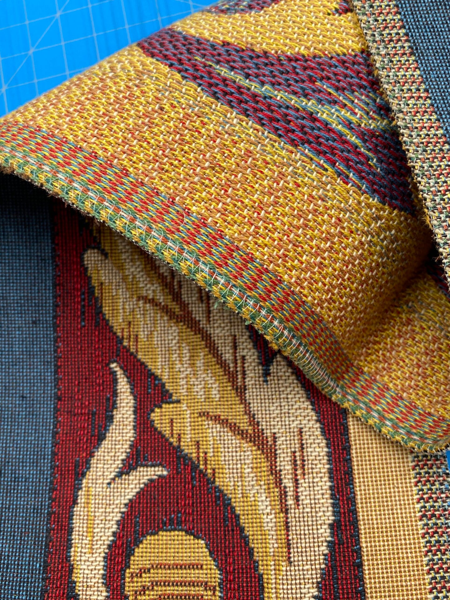 25 Berkbox86 Square Jacquard by Old World Weavers Bordure Medieval 26"L x 6"W Gold Blue Red Cotton MSRP 1000+/y