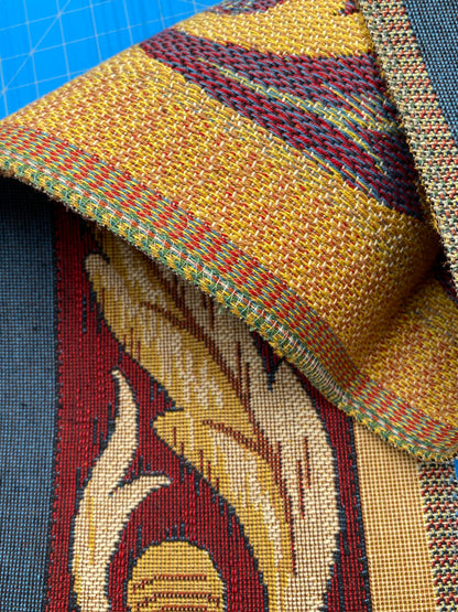 25 Berkbox86 Square Jacquard by Old World Weavers Bordure Medieval 26"L x 6"W Gold Blue Red Cotton MSRP 1000+/y