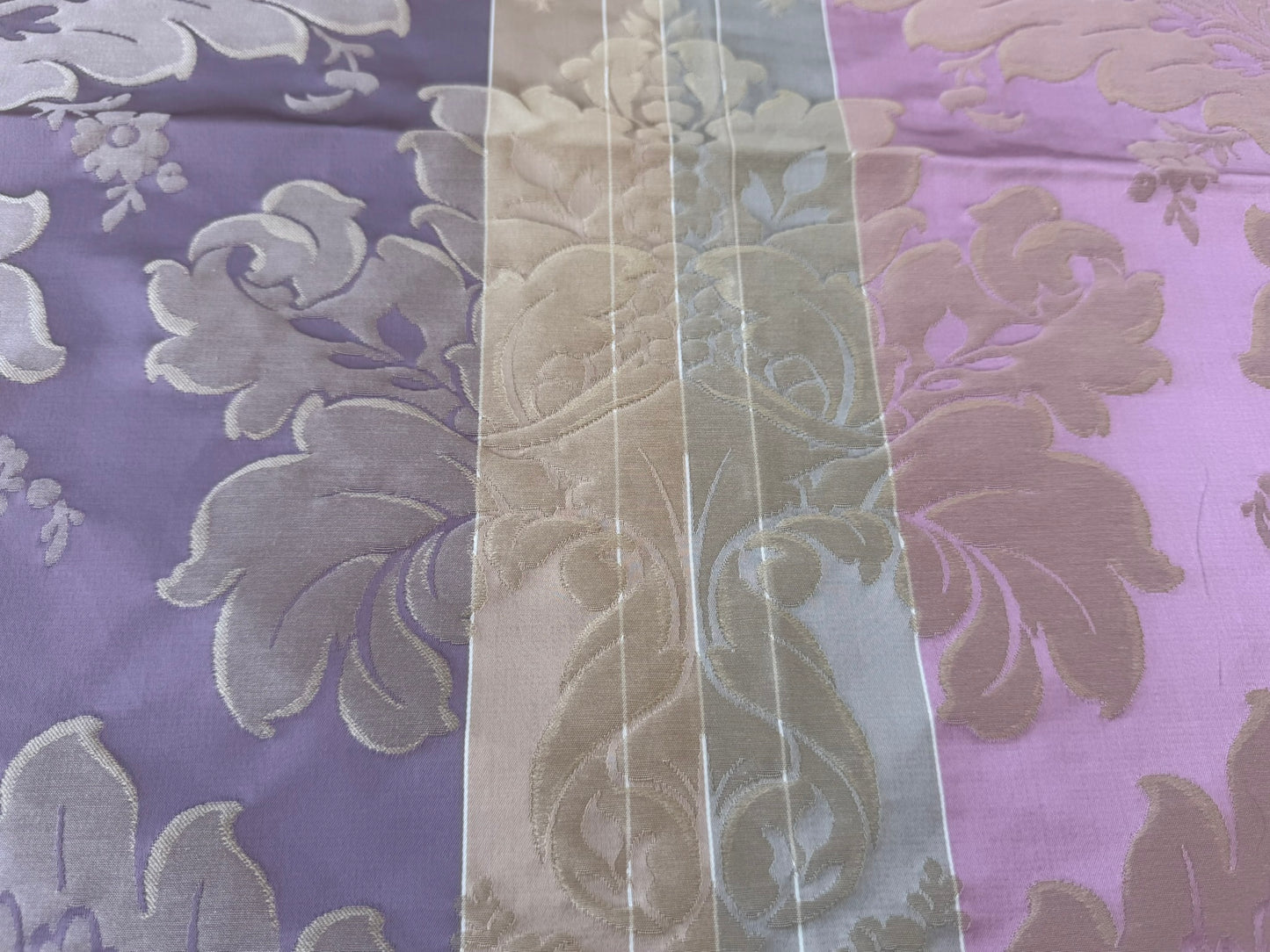 53 EV56 Square 23" x 24" Scalamandre Lelievre Paris Lancelot Azalee Purple Pink Blue Beige Cotton Viscose Damask Floral Renaissance