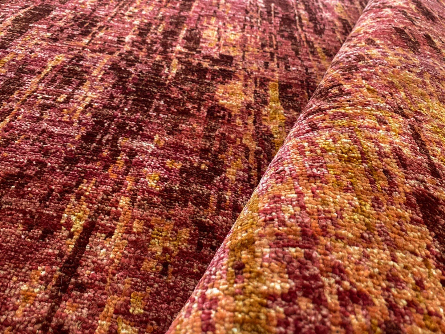 Stark CORUM MAROON Deep Red Orange Pink Raspberry Rust Iridescent Abstract Rain Forest Landscape 8x10' Rug MSRP USD11500