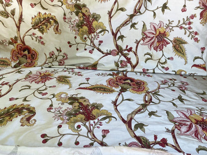 Scalamandre Baradi Blossom On Chablis Pink Jacobean Palampore Tree Of Life Printed Silk Pink Green On Cream White MSRP USD 192/y