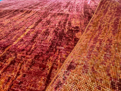 Stark CORUM MAROON Deep Red Orange Pink Raspberry Rust Iridescent Abstract Rain Forest Landscape 8x10' Rug MSRP USD11500