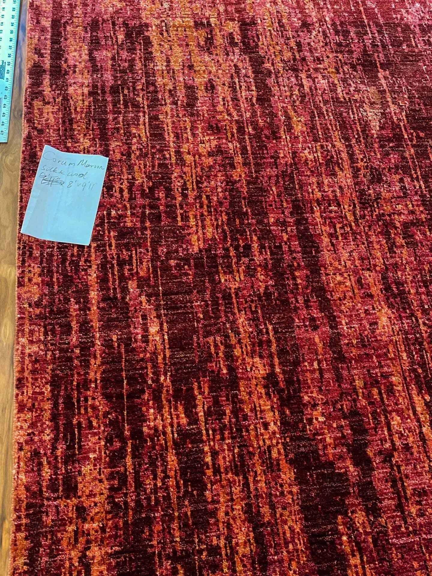 Stark CORUM MAROON Deep Red Orange Pink Raspberry Rust Iridescent Abstract Rain Forest Landscape 8x10' Rug MSRP USD11500