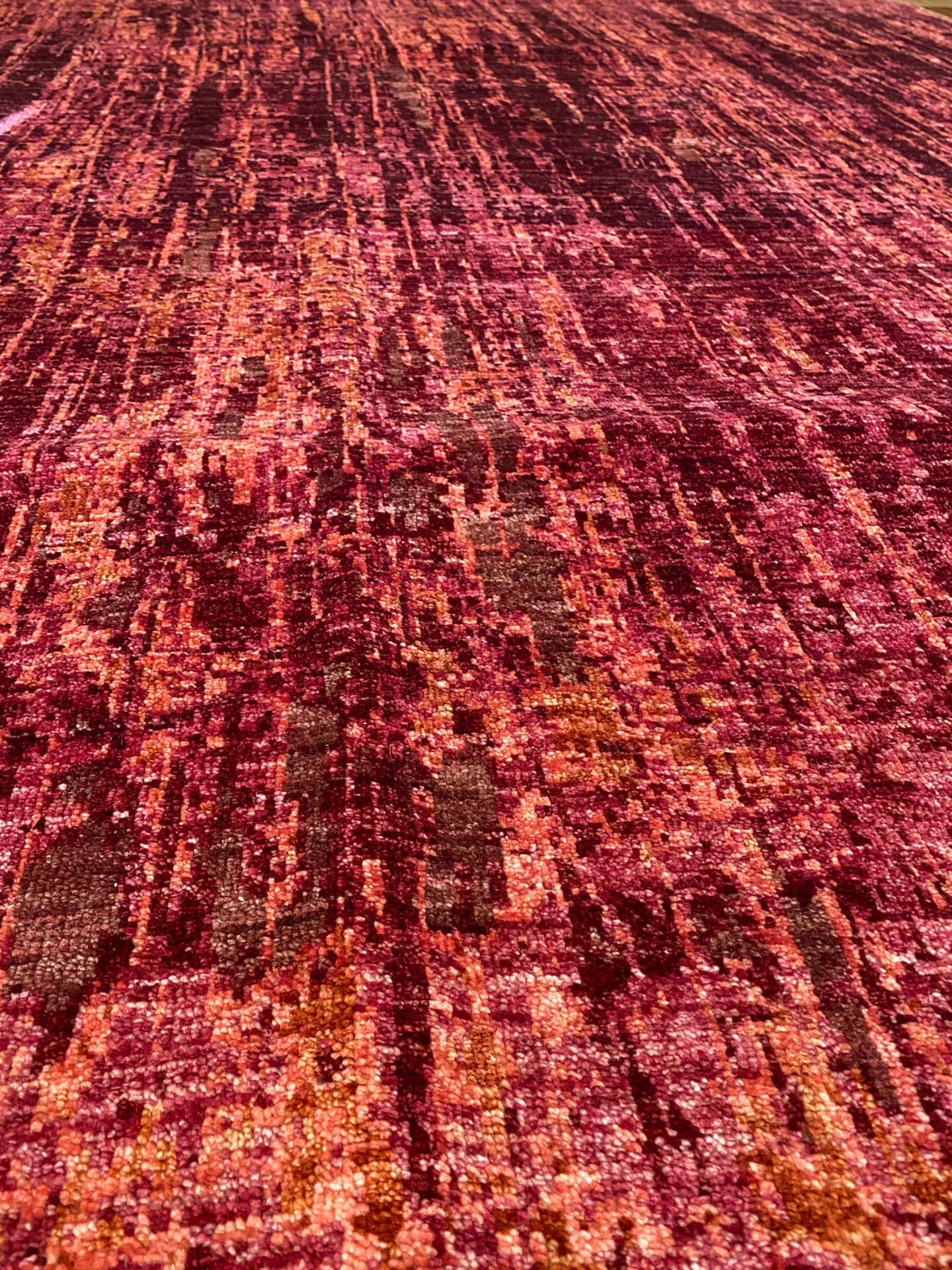 Stark CORUM MAROON Deep Red Orange Pink Raspberry Rust Iridescent Abstract Rain Forest Landscape 8x10' Rug MSRP USD11500