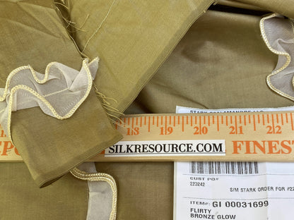 Scalamandre Flirty Bronze Glow Silk Dupioni with Organza Trim Embroidery MSRP USD 200+/yard