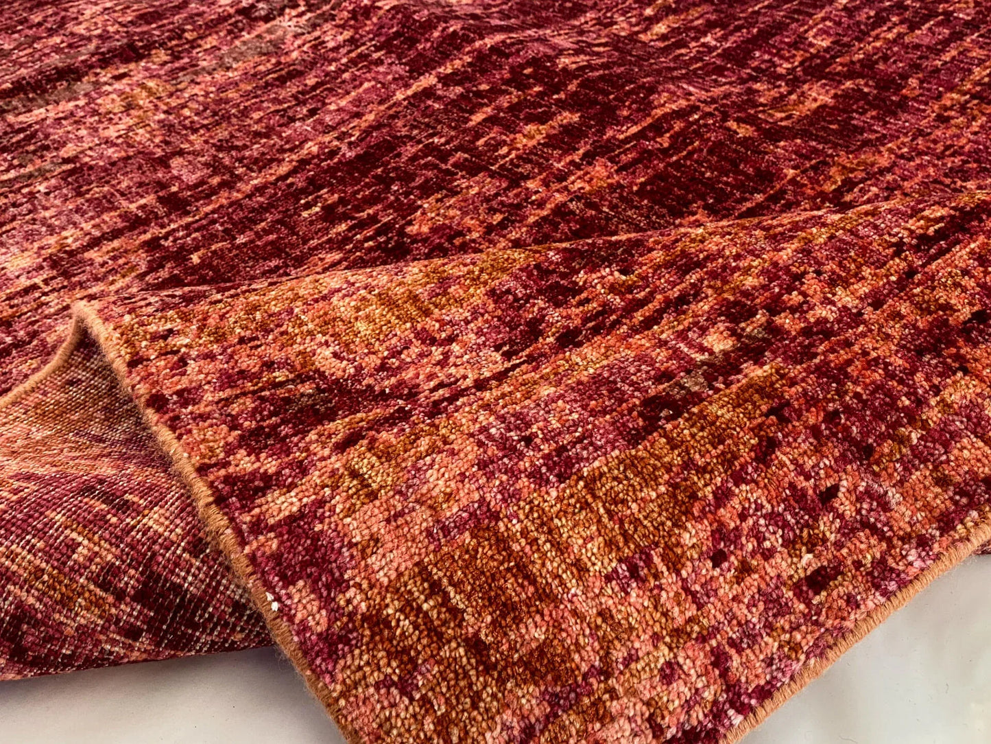 Stark CORUM MAROON Deep Red Orange Pink Raspberry Rust Iridescent Abstract Rain Forest Landscape 8x10' Rug MSRP USD11500