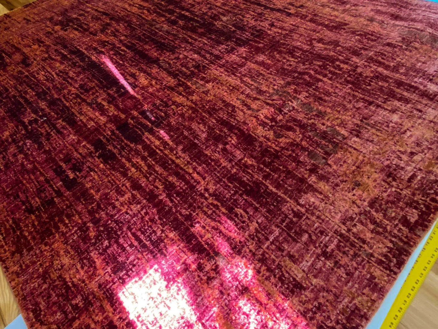 Stark CORUM MAROON Deep Red Orange Pink Raspberry Rust Iridescent Abstract Rain Forest Landscape 8x10' Rug MSRP USD11500