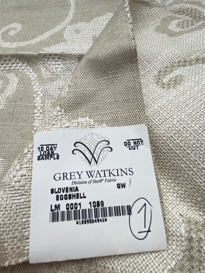 31 Berkbox86 Square Jacquard by Grey Watkins Slovenia Eggshell Beige White Large Crewel Flower Lampas Fr Italy Damask Novelty MSRP USD 290/Y
