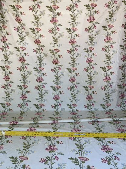 Scalamandre Carlotta Vine Tourmaline &amp; Ivory Historical Silk Lampas Fil Coupe Pink Blue MSRP USD 400+/yard