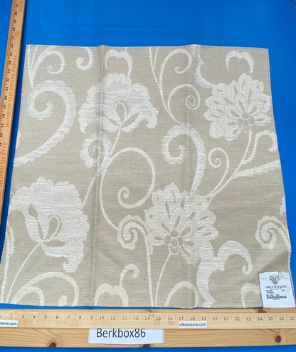 39 Berkbox86 Square Jacquard by Grey Watkins Slovenia Eggshell Beige White Large Crewel Flower Lampas Fr Italy Damask Novelty MSRP USD 290/Y