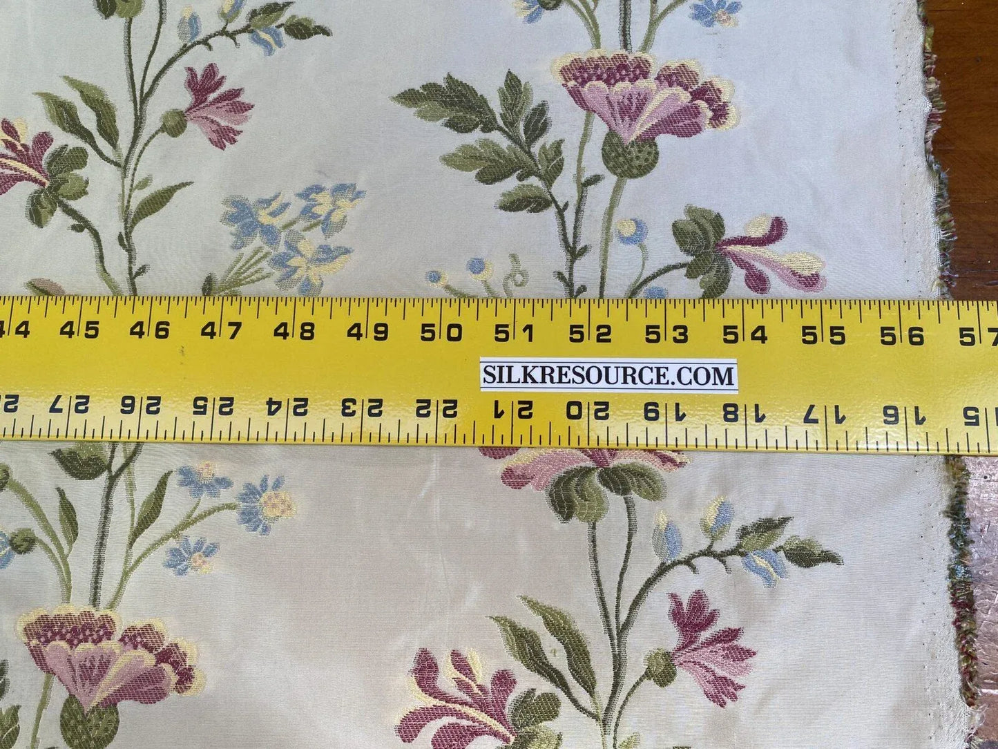 Scalamandre Carlotta Vine Tourmaline &amp; Ivory Historical Silk Lampas Fil Coupe Pink Blue MSRP USD 400+/yard