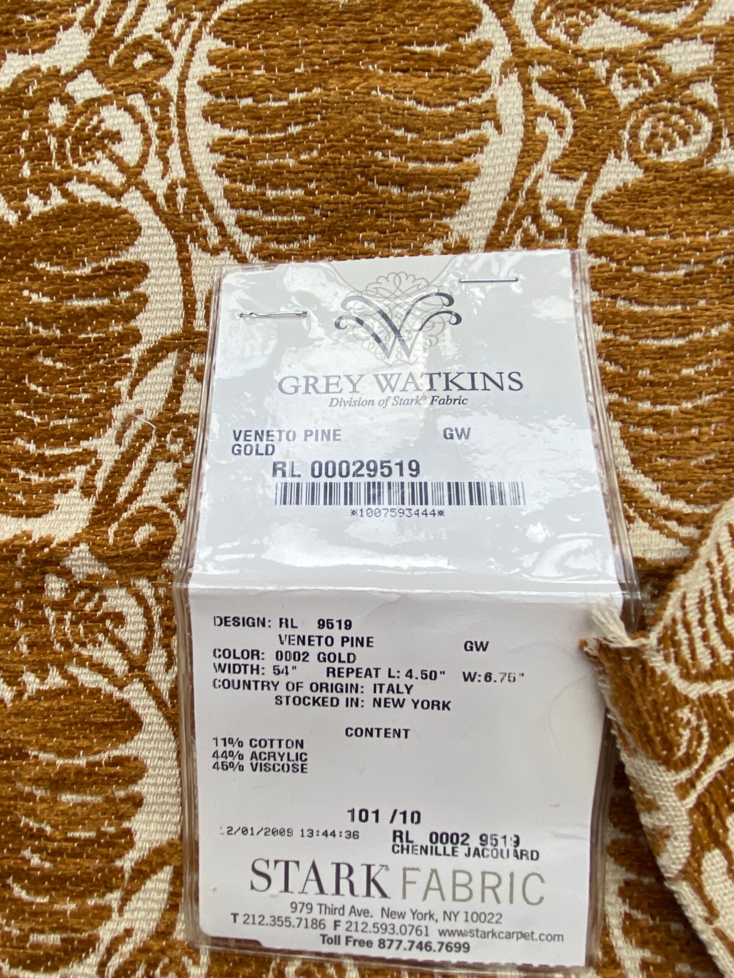 34 Berkbox86 Square Jacquard by Scalamandre Grey Watkins Veneto Pine Gold Jacquard Botanical Foliage Chenille Jacquard MSRP USD590+/y