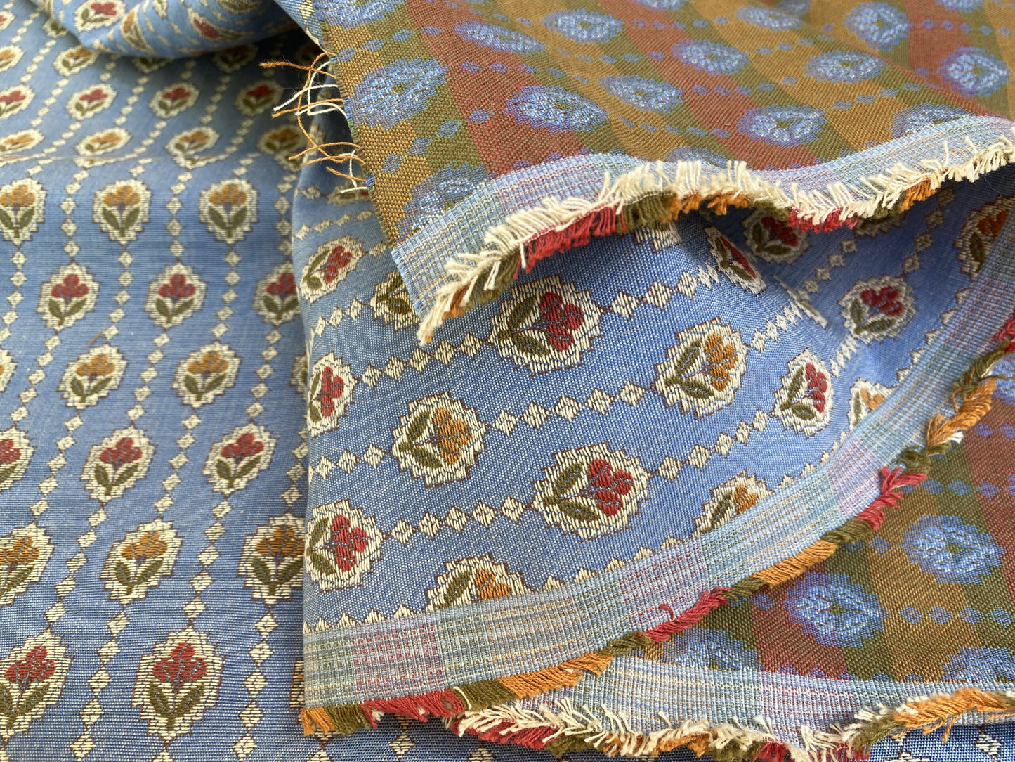 By Yd Scalamandre Fleurette Multi/blue Small Flowers Tulips Cotton Tapestry MSRP USD 200/Y