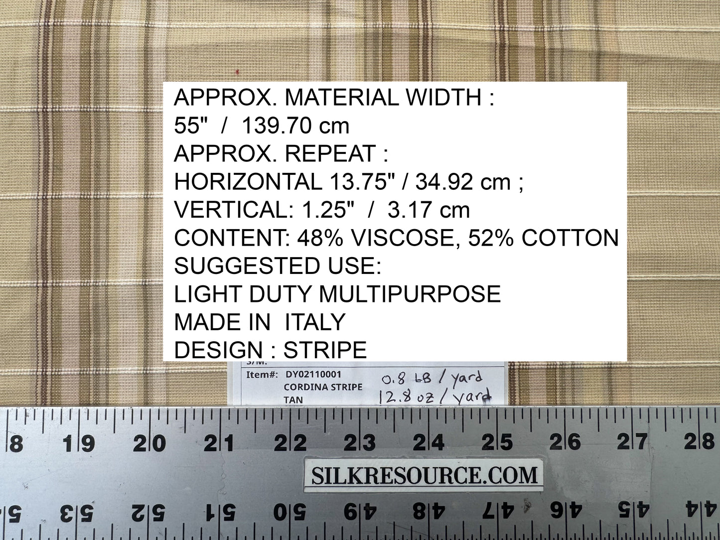 Scalamandre Cordina Stripe Tan Beige Brown Cotton - By the yard