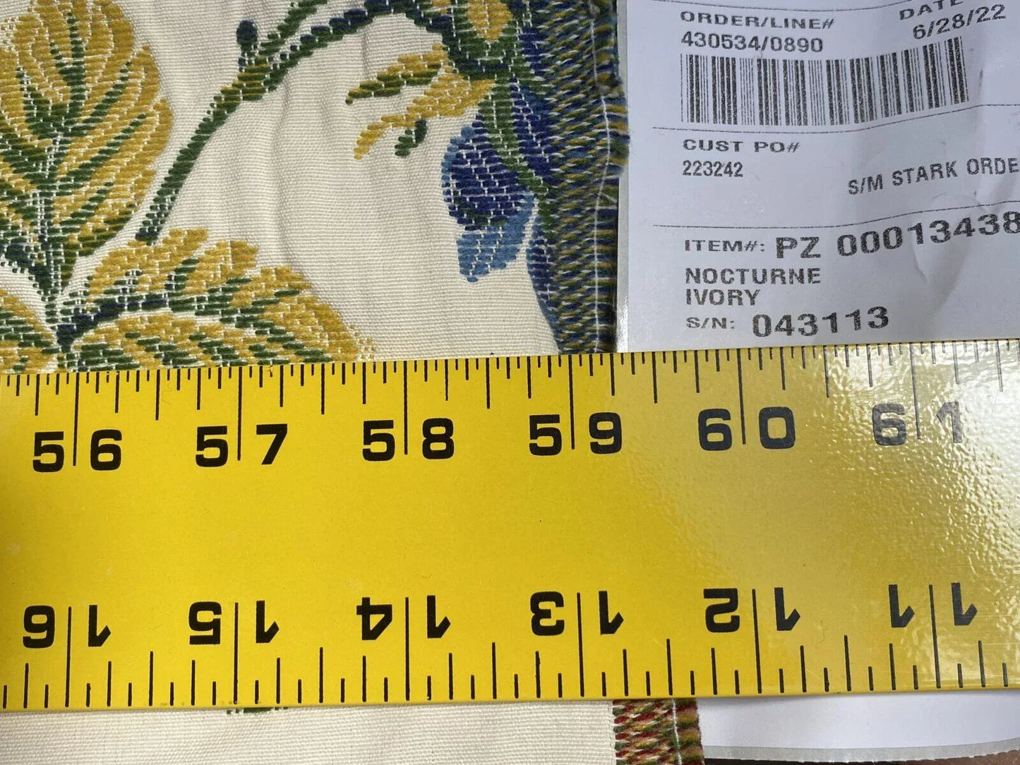 By Yd Scalamandre Nocturne Ivory Traditional Flower Brocade Blue Red Green Ivory Cotton Blend MSRP USD 244/Y