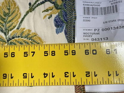 By Yd Scalamandre Nocturne Ivory Traditional Flower Brocade Blue Red Green Ivory Cotton Blend MSRP USD 244/Y