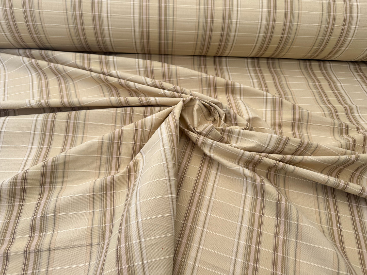 Scalamandre Cordina Stripe Tan Beige Brown Cotton - By the yard