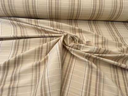 Scalamandre Cordina Stripe Tan Beige Brown Cotton - By the yard