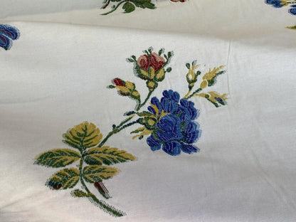 By Yd Scalamandre Nocturne Ivory Traditional Flower Brocade Blue Red Green Ivory Cotton Blend MSRP USD 244/Y