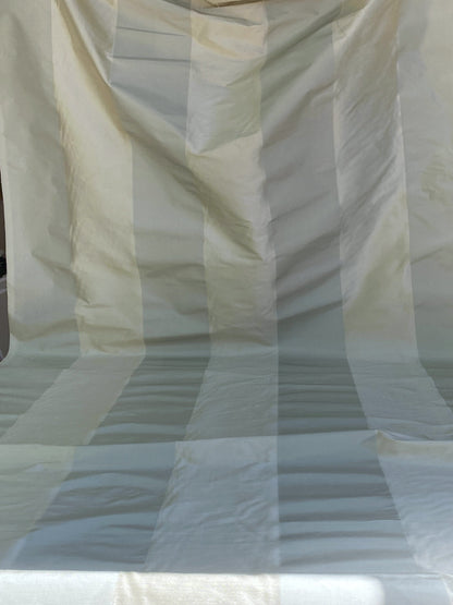 By Yd Scalamandre Middleton Stripe Taffeta Silver Green Silk Wide Stripe MSRP USD 200+/yard.