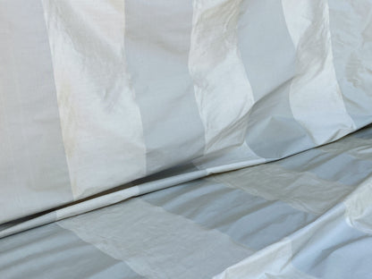 By Yd Scalamandre Middleton Stripe Taffeta Silver Green Silk Wide Stripe MSRP USD 200+/yard.