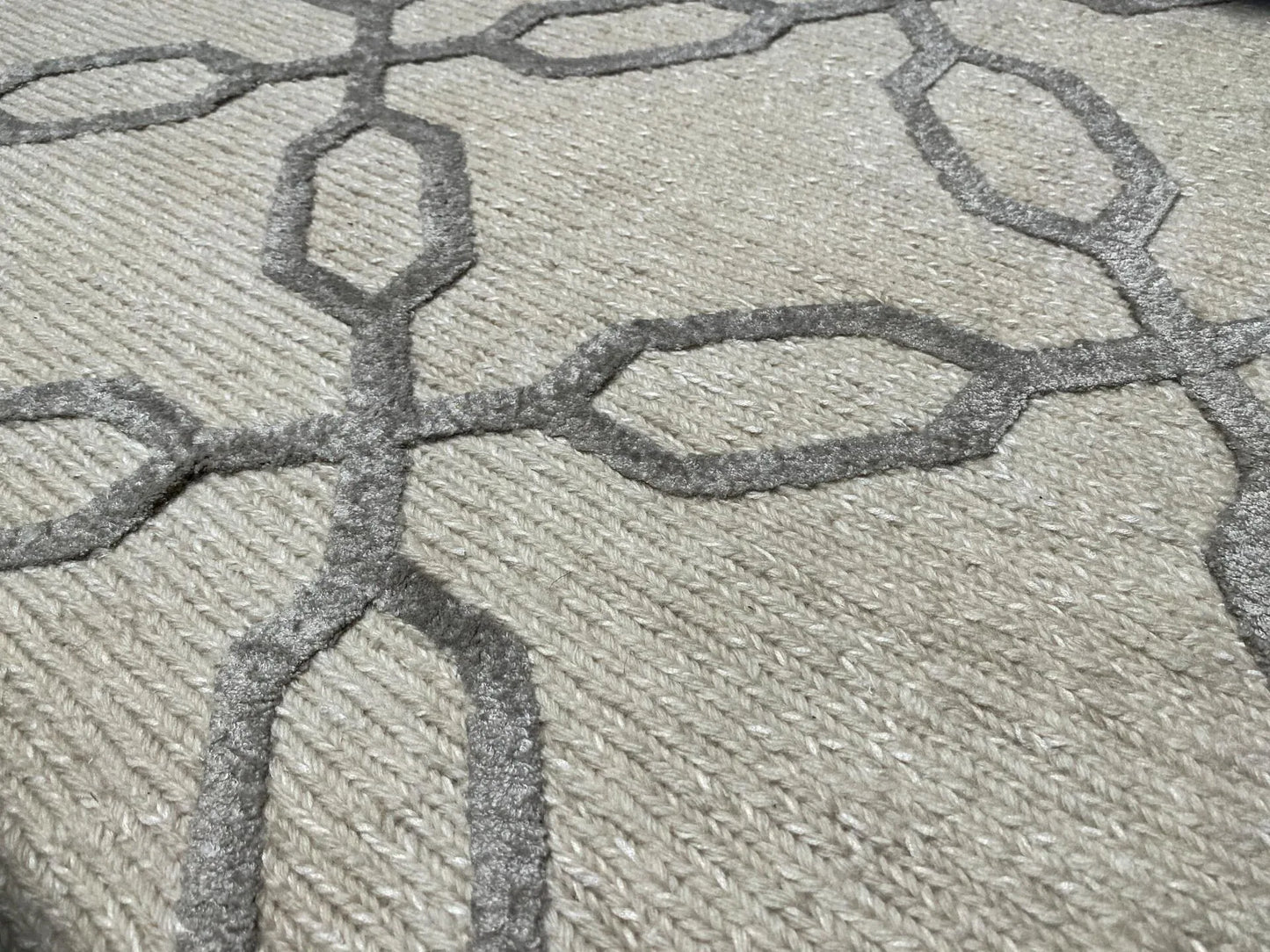 Stark BRET HARTE White Lattice Diamond Linen Handmade Transitional Mid Century Rug 6x9' MSRP USD 3175