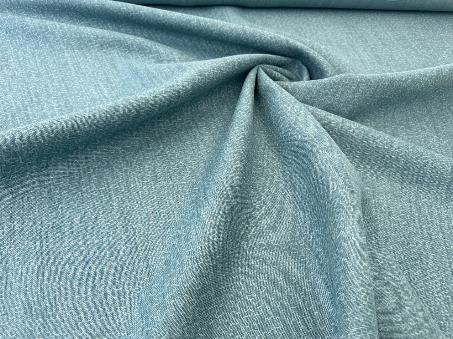 Scalamandre Squiggle Turqouise Blue Green Abstract Linen Laser Light Print Texture Heavy MSRP USD186/y