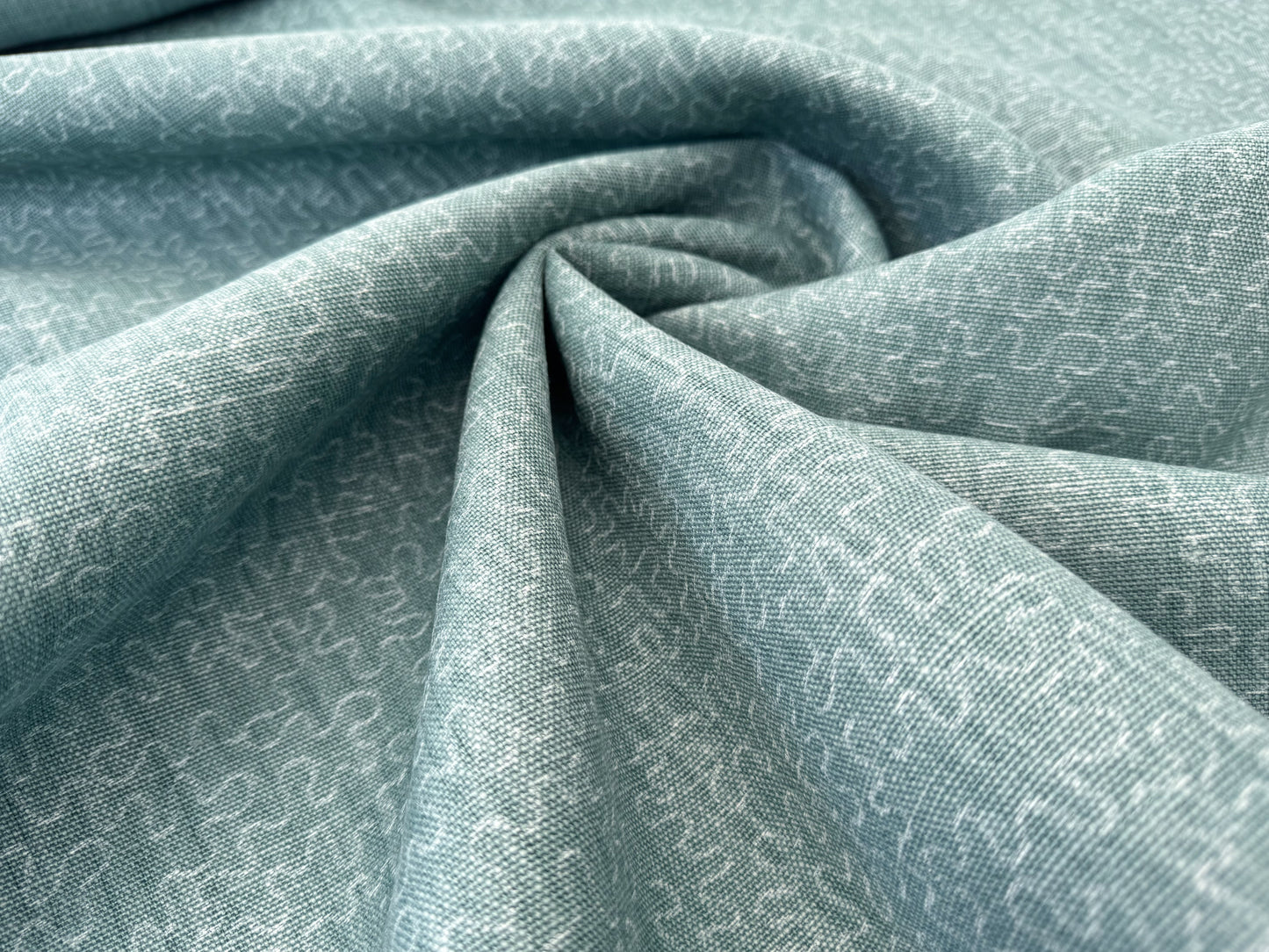 Scalamandre Squiggle Turqouise Blue Green Abstract Linen Laser Light Print Texture Heavy MSRP USD186/y