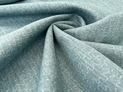 Scalamandre Squiggle Turqouise Blue Green Abstract Linen Laser Light Print Texture Heavy MSRP USD186/y