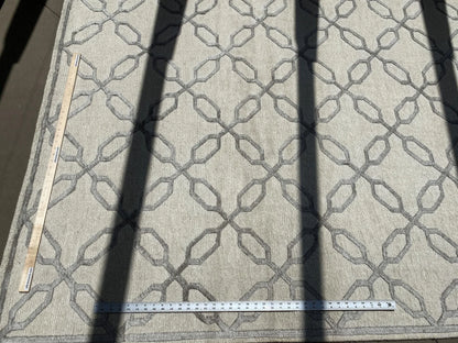 Stark BRET HARTE White Lattice Diamond Linen Handmade Transitional Mid Century Rug 6x9' MSRP USD 3175