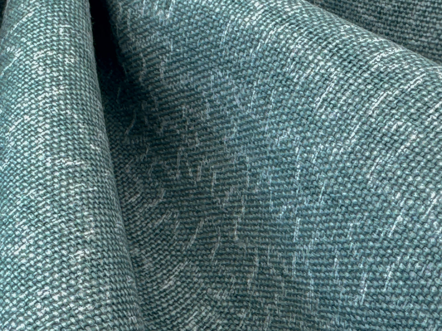 Scalamandre Squiggle Turqouise Blue Green Abstract Linen Laser Light Print Texture Heavy MSRP USD186/y