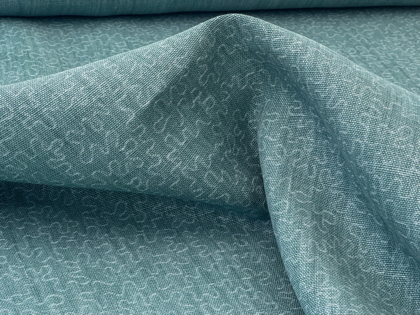 Scalamandre Squiggle Turqouise Blue Green Abstract Linen Laser Light Print Texture Heavy MSRP USD186/y