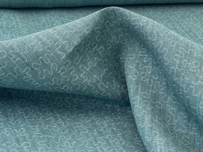 Scalamandre Squiggle Turqouise Blue Green Abstract Linen Laser Light Print Texture Heavy MSRP USD186/y