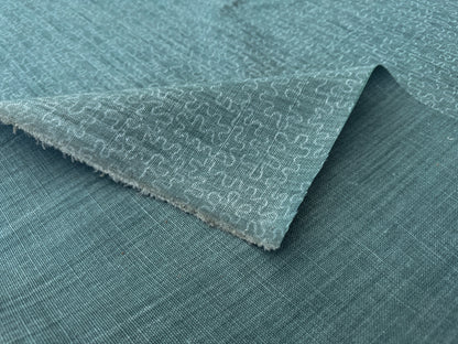 Scalamandre Squiggle Turqouise Blue Green Abstract Linen Laser Light Print Texture Heavy MSRP USD186/y