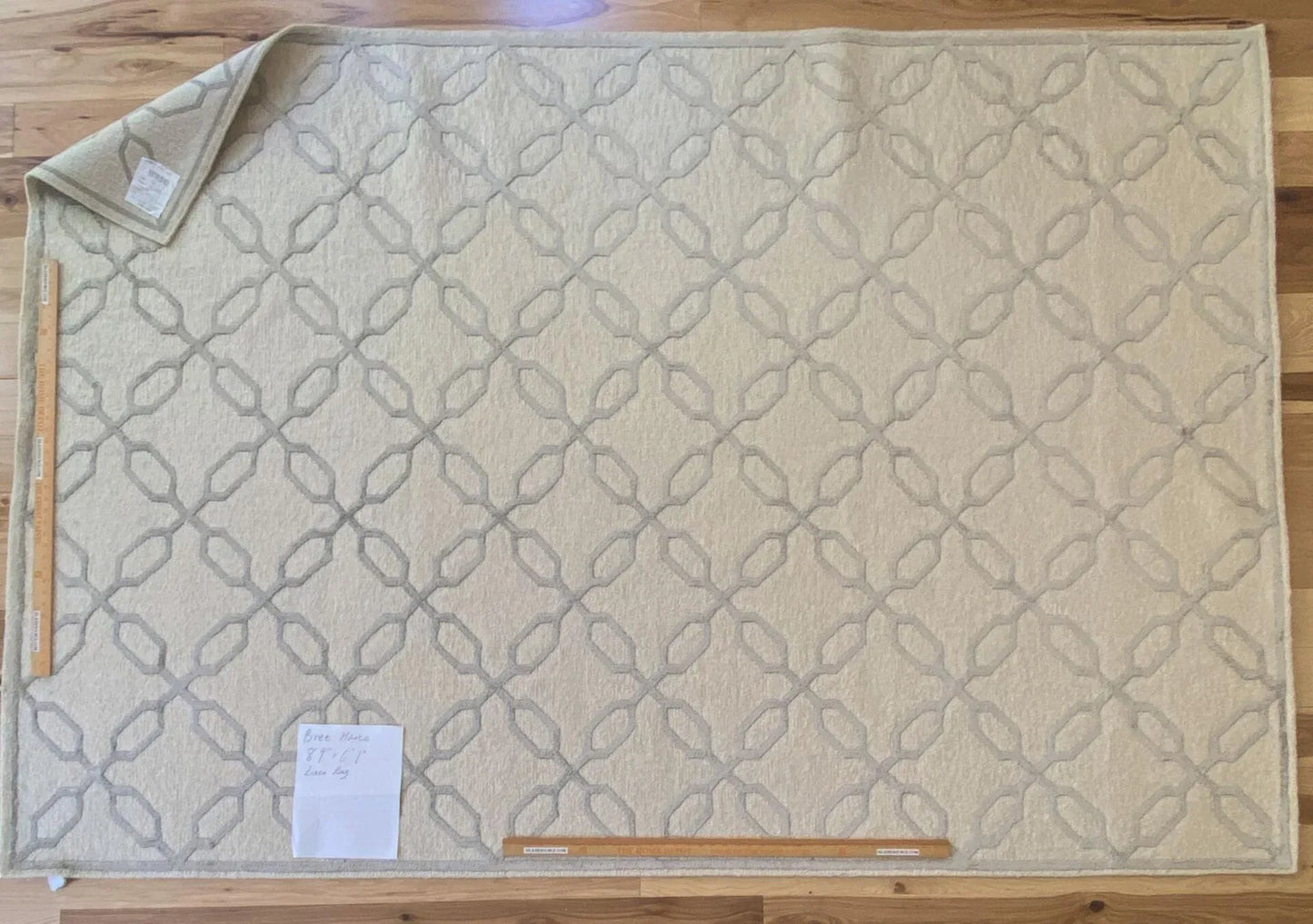 Stark BRET HARTE White Lattice Diamond Linen Handmade Transitional Mid Century Rug 6x9' MSRP USD 3175