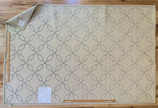 Stark BRET HARTE White Lattice Diamond Linen Handmade Transitional Mid Century Rug 6x9' MSRP USD 3175
