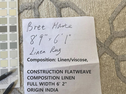 Stark BRET HARTE White Lattice Diamond Linen Handmade Transitional Mid Century Rug 6x9' MSRP USD 3175