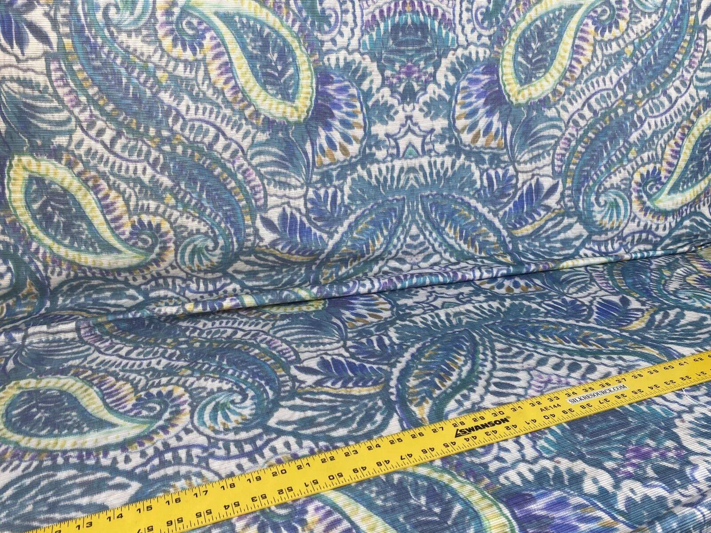 Scalamandre " Indra Aqua/multi Blue Chartreuse Green White Aztek Mayan Print Cotton MSRP USD 202/Y Heavy!"